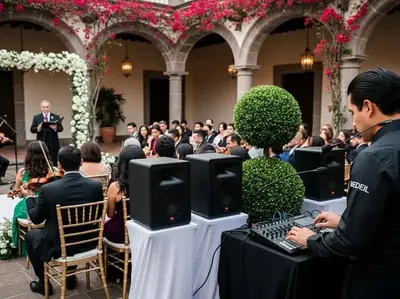 Renta de bocinas para ceremonia amplia en hacienda CDMX