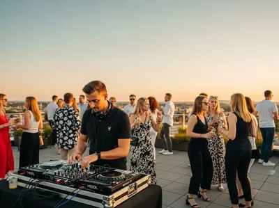 DJ profesional para eventos con bocinas y luces en pista de baile CDMX