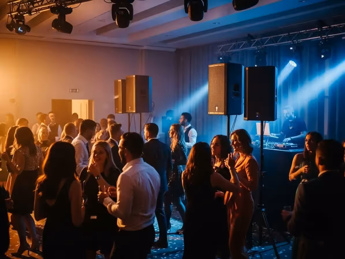 Audio profesional para fiesta con ambiente de disco
