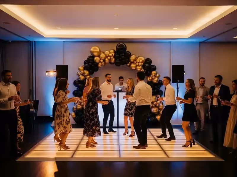 Bocinas y PAR LED montados para una fiesta chica