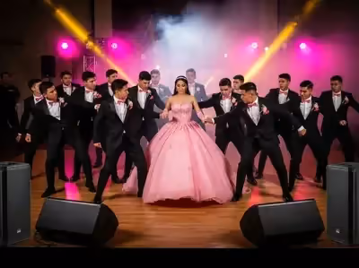 Renta de monitores para chambelanes XV anos - coreografia en escenario CDMX