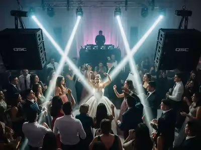 Renta de bocinas sistema profesional para XV anos - fiesta con line array QSC y DJ CDMX