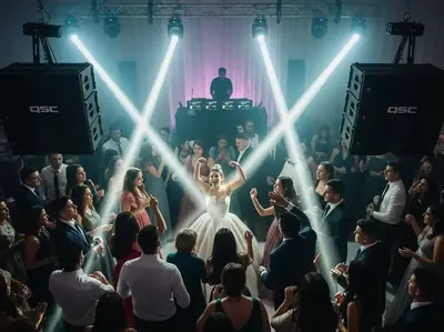 Renta de bocinas sistema profesional para XV anos - fiesta con line array QSC y DJ CDMX