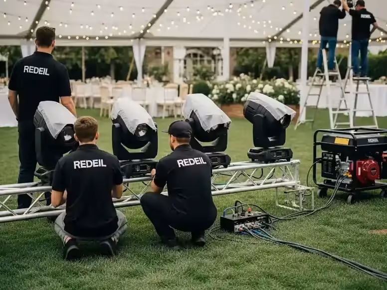 Show de luces profesional con cabezas moviles en truss