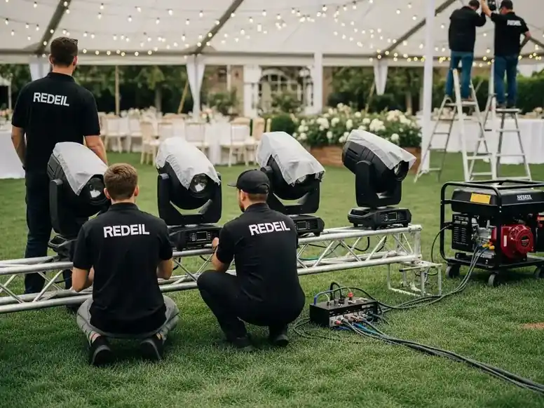 Show de luces profesional con cabezas moviles en truss