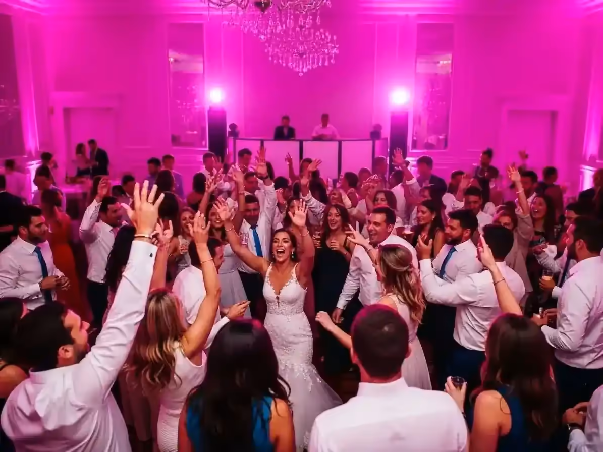 Renta de luces rosa para fiesta y pista de baile