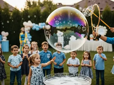 Baby shower con decoración de burbujas