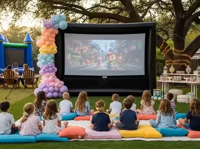 Pantalla inflable en XV años en hacienda
