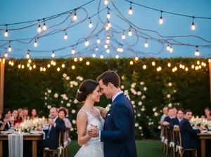 Guirnaldas tipo cortina de luces verticales para cena romántica de boda CDMX