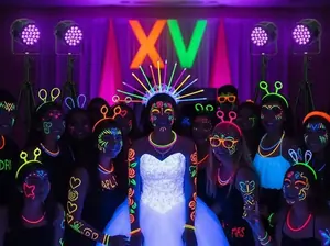 Renta de luces neon y luz UV para fiestas glow party XV anos bodas CDMX
