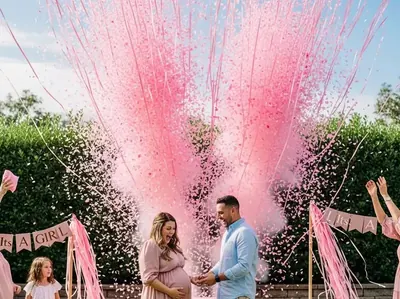 Cañón de confeti CO2 Mini Blaster - Revelación de género niña con confeti rosa CDMX