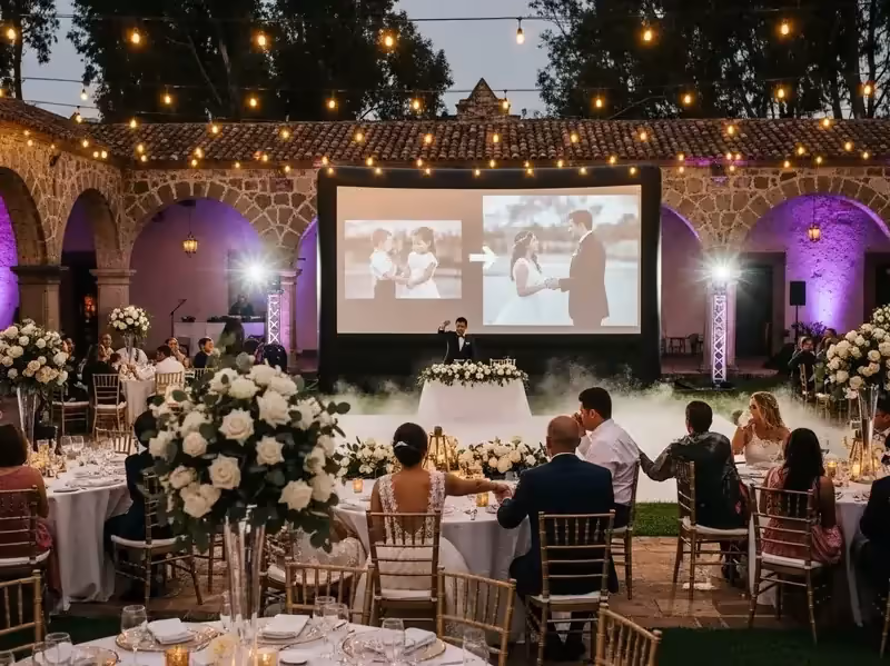 Cine al aire libre con pantalla inflable y picnic nocturno bajo las estrellas